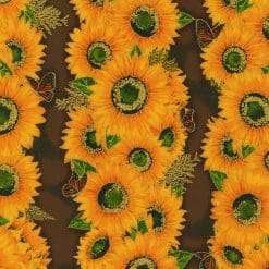 Robert Kaufman - Shades Of The Season 12 - Sunflower Stripe W/ Metallic Gold - Brown