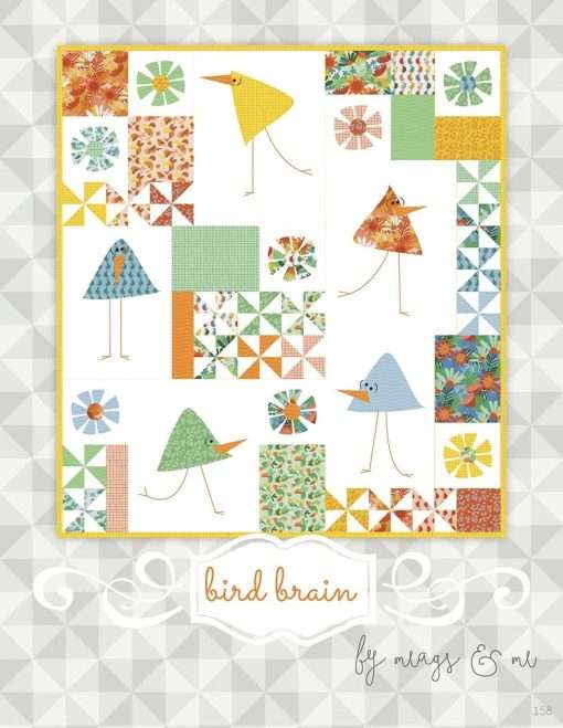 Quilt Kit - Bird Brain - 40" X 44" Fun Birds And Pinwheels Small Quilt - Top & Binding - Image 2