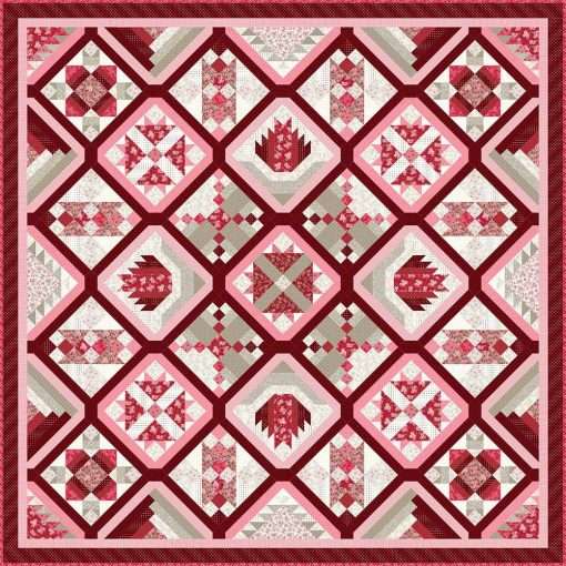 Wilmington Prints - Blushing Blooms - Rain Stripe - Red/Pink - Image 4