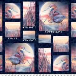 Alternative view of Quilting Treasures - Spirit Of The Heron - 24.5" Heron Picture Patches Panel - Navy