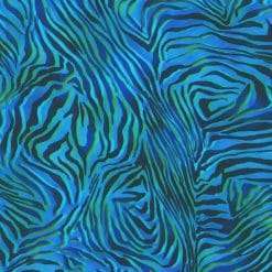 Robert Kaufman - Midnight In The Jungle - Tiger Print - Ocean