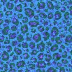 Robert Kaufman - Midnight In The Jungle - Leopard Print - Lake