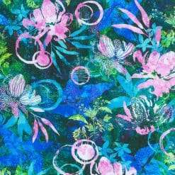 Robert Kaufman - Wild Vista - Floral With Circles - Jungle