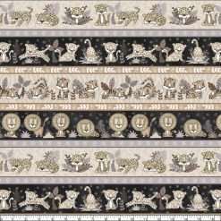 Alternative view of Henry Glass - Big Kitties - Lion Cheetah Tiger Repeating Border Stripe - Multi