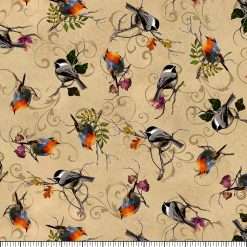 Alternative view of Quilting Treasures - Cornucopia Harvest - Birds - Tan