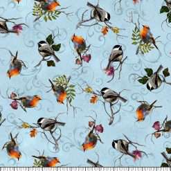 Alternative view of Quilting Treasures - Cornucopia Harvest - Birds - Blue
