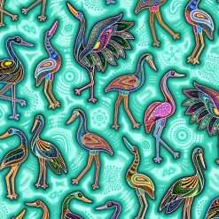 Oasis Fabrics - Baiames Spirit - Tossed Birds - Teal