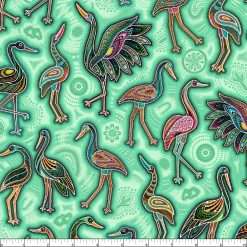 Alternative view of Oasis Fabrics - Baiames Spirit - Tossed Birds - Pale Green