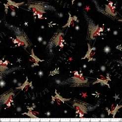 Alternative view of P&B Textiles - Believe - Santa's Sleigh Allover - Black