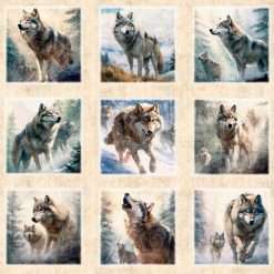 Quilting Treasures - Running With The Pack - 36.5" Wolf Picture Patches Panel - Multi