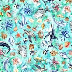 Quilting Treasures - Nauticus - Sea Creatures - Turquoise