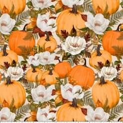 Alternative view of Wilmington Prints - Oh My Gourd - Pumpkins & Florals - Cream