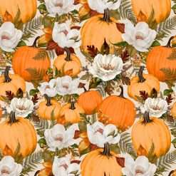 Wilmington Prints - Oh My Gourd - Pumpkins & Florals - Cream
