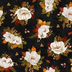 Wilmington Prints - Oh My Gourd - Tossed Magnolias - Black