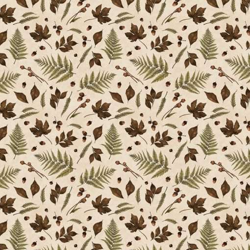 Wilmington Prints - Oh My Gourd - Leaves & Acorns - Cream