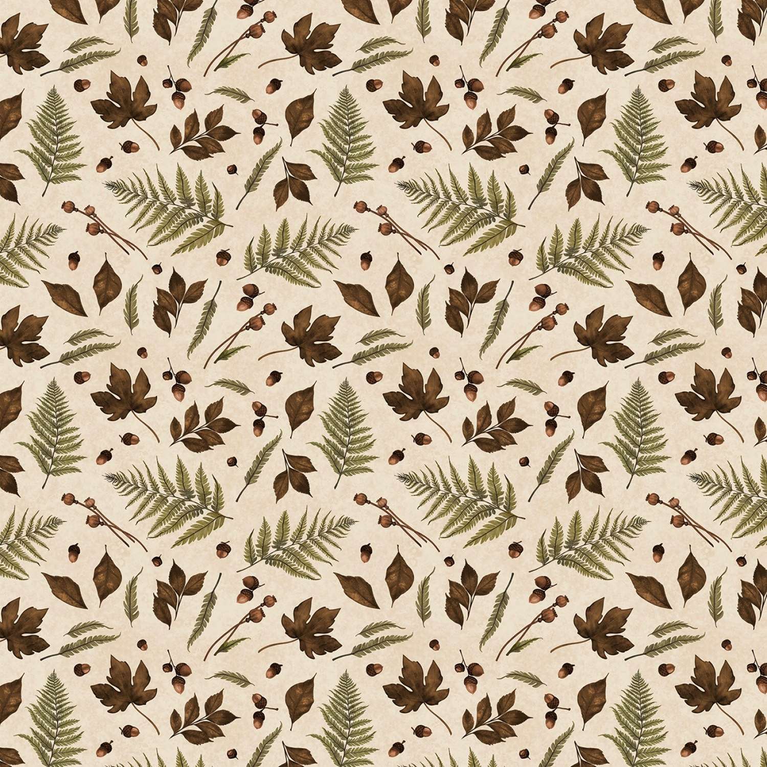 Wilmington Prints - Oh My Gourd - Leaves & Acorns - Cream