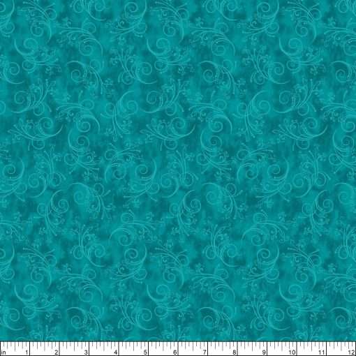 Contempo By Benartex - Equinox - Swirling Vines Tonal - Turquoise - Image 2