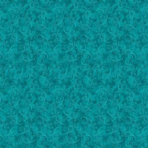 Contempo By Benartex - Equinox - Swirling Vines Tonal - Turquoise
