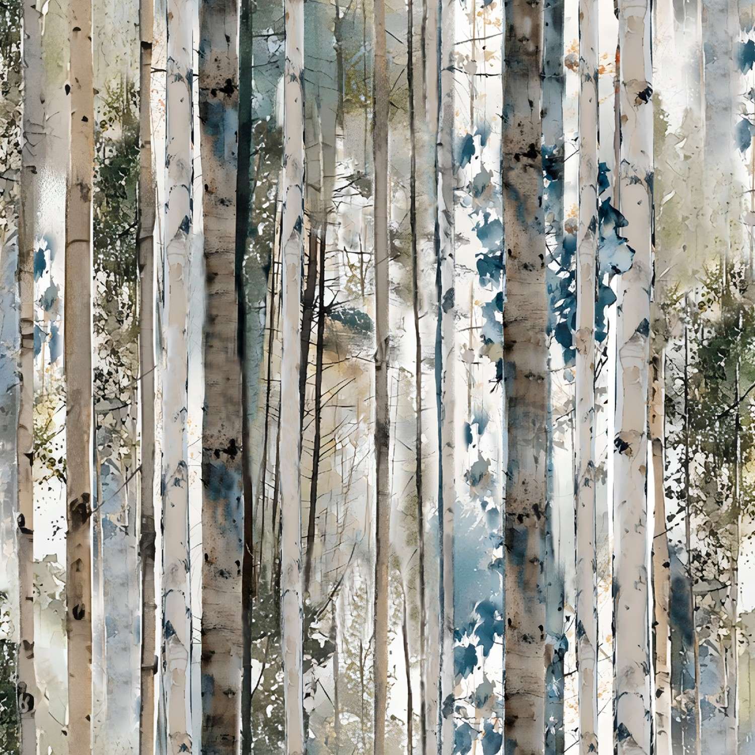 3 Wishes - Blue Autumn - Rustic Birch - Multi