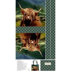 Northcott - Highland Home - 24" Canvas Tote Bag Panel - Green Multi