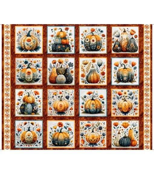 Quilting Treasures - Harvest Hollow - 36" Picture Patches Panel - Burnt Umber