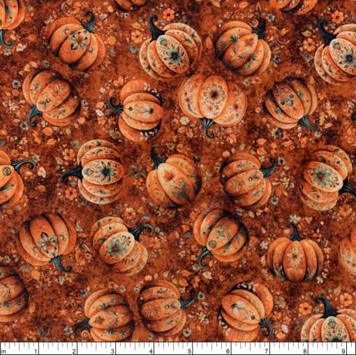 Quilting Treasures - Harvest Hollow - Tossed Pumpkins - Burnt Orange - Image 2