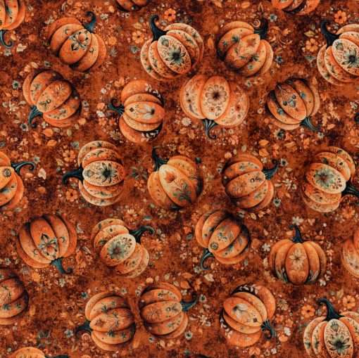 Quilting Treasures - Harvest Hollow - Tossed Pumpkins - Burnt Orange