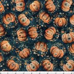 Alternative view of Quilting Treasures - Harvest Hollow - Tossed Pumpkins - Teal