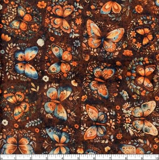Quilting Treasures - Harvest Hollow - Butterflies - Burnt Umber - Image 2