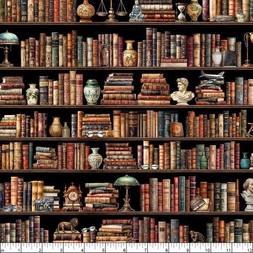 Quilting Treasures - Book Club - Bookshelf Border Stripe - Multi - Image 2