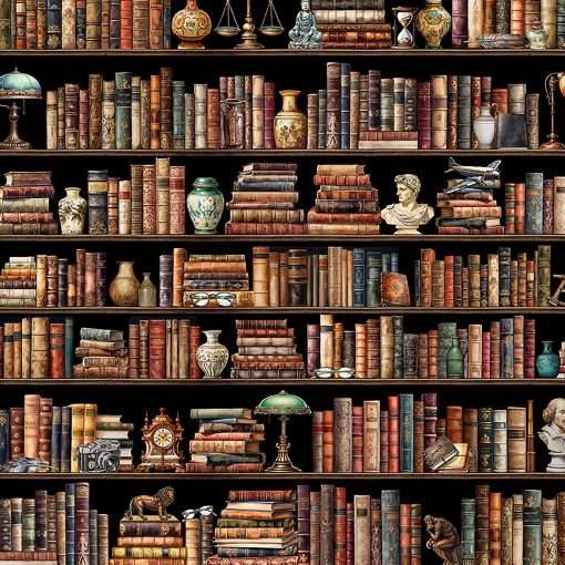 Quilting Treasures - Book Club - Bookshelf Border Stripe - Multi
