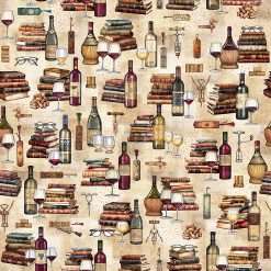 Quilting Treasures - Book Club - Wine & Books - Tan