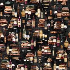 Quilting Treasures - Book Club - Wine & Books - Black