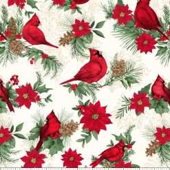 Alternative view of Wilmington Prints - Cardinal Charm - Large Allover - Cream