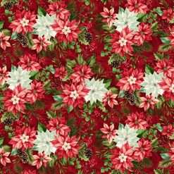 Studio E - Holiday Feather & Flourish - Winter Blooms - Red