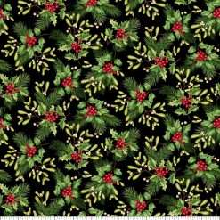 Alternative view of Studio E - Holiday Feather & Flourish - Holly And Mistletoe - Black/Multi