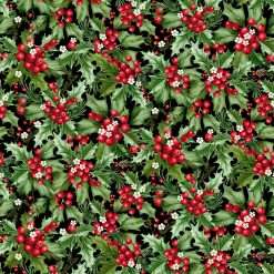 Studio E - Holiday Feather & Flourish - Holly Berry - Black/Multi