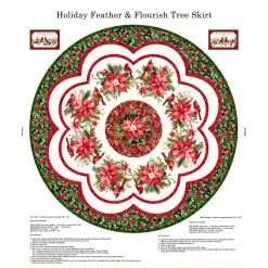 Studio E - Holiday Feather & Flourish - 54" Tree Skirt Panel - Cream