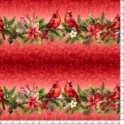 Alternative view of Studio E - Holiday Feather & Flourish - Repeating Border Stripe - Red