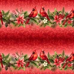 Studio E - Holiday Feather & Flourish - Repeating Border Stripe - Red
