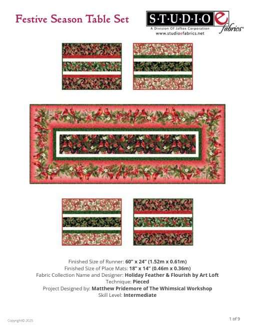 Festive Season Table Set - Holiday Feather & Flourish - Pattern