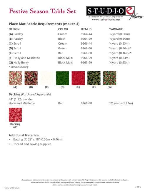 Festive Season Table Set - Holiday Feather & Flourish - Pattern - Image 6