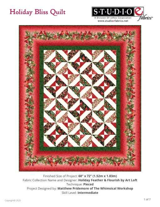 Holiday Bliss Quilt - Holiday Feather & Flourish - Pattern
