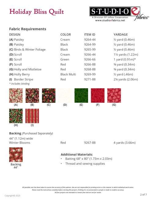 Holiday Bliss Quilt - Holiday Feather & Flourish - Pattern - Image 2