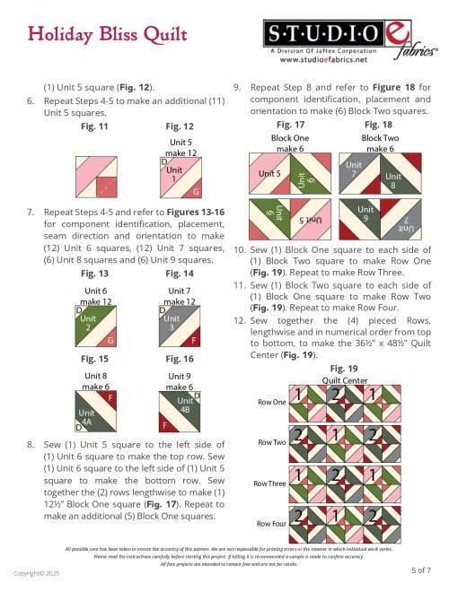 Holiday Bliss Quilt - Holiday Feather & Flourish - Pattern - Image 5